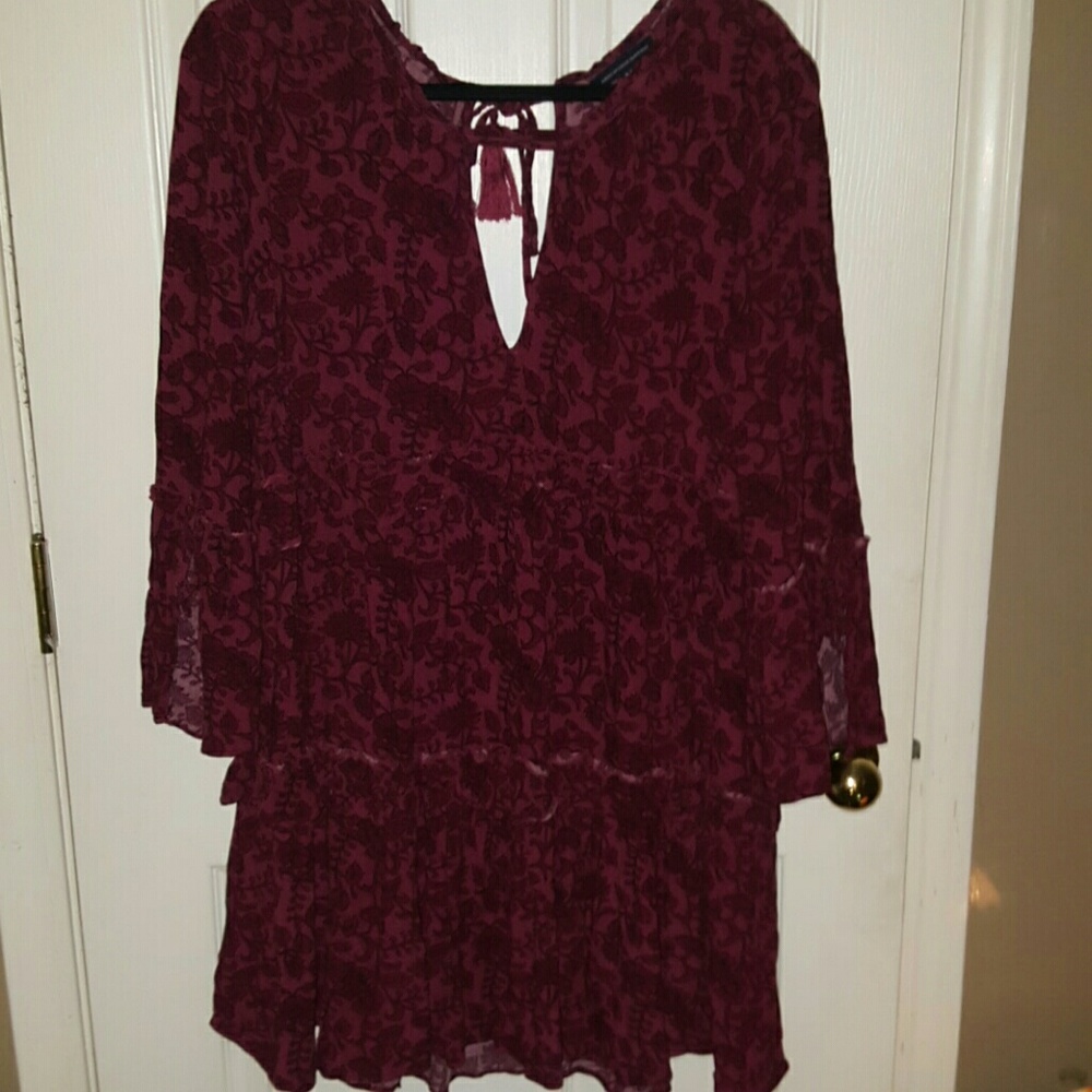 American Eagle Burgandy Boho Dress Sz XL